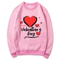 Felpa rosa per San Valentino con cuori rossi e la scritta Happy Valentine's Day stampata - S / Testo di San Valentino (311) / Rosa