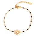 Golden stainless steel Halloween bracelet with spider web charm and black beads detail - Gold Spider Web - Black Beads
