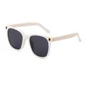 Kids trendy white sunglasses with black lenses and decorative D detail on the side - White Frame Gray Lens