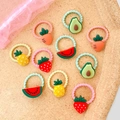 Toddler elastic hair ties featuring colorful fruit charms like strawberry and pineapple - Strawberry Style (19#) / 10 Pieces Pack