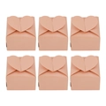 Set of 6 peach pink square gift boxes with interlocking heart shaped closure tops - Pink