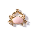 Ciondolo a forma di granchio in smalto rosa e metallo dorato per collane fai da te - Rosa
