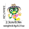 Detailed size specifications of the green enamel owl brooch in 1.2 by 0.9 inch dimensions - Cowboy Hat Green Cartoon
