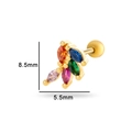 Clou d'oreille en plaqué or avec zircons colorés marquise de 8,5mm sur 5,5mm de large - Style Compact Cinq Couleurs (0162-4#) / Jaune d'Or