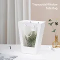 White trapezoid gift bag with window and dimensions 28x20x36cm for flower bouquets - Trapezoid Large (28x20x36cm) / White