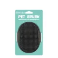 Portable black silicone pet massage bath brush with dense bristles for dogs and cats - Card Packaging / Black