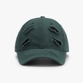 Berretto da baseball in cotone verde scuro con dettagli strappati e stile streetwear rétro - verde oliva