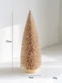 Champagne mini Christmas tree with white flocking and wooden base, 25cm desktop decor - Large / Champagne