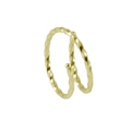 Double-layered golden spiral nose ring with twisted design and small round bead accent - Twisted Gold