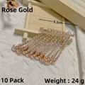 Lot de 10 broches de sécurité en strass or rose pour ajuster la taille et décorer les habits - Lot de 10 / Or Rose/Zircone Blanc