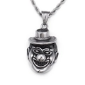 Silver stainless steel clown head pendant necklace with top hat on twist chain - Pendant Only / Steel Color Style (KP77014-K)
