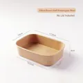 500ml square brown kraft paper takeaway bowl with detailed size measurements - No Lid / 500ml Natural Rectangular Box