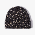 Berretto invernale in maglia leopardata grigio antracite con risvolto spesso per il calore - Grigio Scuro Leopardato