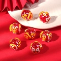 DIY Year of the Horse red ceramic beads with gold glitter for jewelry and phone chains - Wealth (Fa) / Red