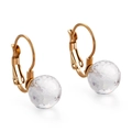 Golden titanium steel earrings featuring clear 10mm faceted glass crystal ball drops - Gold White