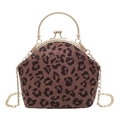 Borsa vintage leopardata con manico in metallo dorato e tracolla a catena da donna - Marrone