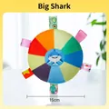 Plush baby sensory ball with blue shark pattern and colorful ribbon loops, 15cm size - 15cm Squeaky Toy / Shark Pattern