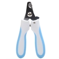 Ergonomic blue and white stainless steel pet nail clipper for cats and dogs on white background - S / Blue