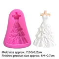 Pink silicone princess dress mold with dimensions 7.2x5x1.2cm for DIY baking or clay - Princess Dress Style / Pink