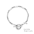 Detailed view of 4mm stainless steel chain bracelet with a classic toggle clasp design - Rectangular Link Toggle Style (YB773-S) / 4mm Width 18.5cm Length / Silver (YB773-S)