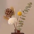 Dried flower bouquet with sola flowers and eucalyptus in a brown glass diffuser bottle - Pine Cone Rabbit Tail
