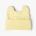 Cute light yellow knit beanie featuring cat ear design and wide folded brim for winter - One Size / Neon Yellow