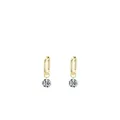 S925 sterling zilveren oorringen met ronde zirkoon hangers in goudkleur - Goud