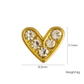 Orecchino a cuore dorato con zirconi bianchi, misura 8,5mm per 7,1mm e peso di 4g - Stile Cuore Zirconia Bianco (YTE2411008-22)