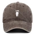 Detailed embroidery of a white Grim Reaper on a vintage washed coffee baseball cap - Adjustable / Coffee