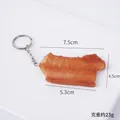 Pork belly food pendant keychain, 5.3x4.5cm realistic braised meat model replica - Keychain style / Light Color
