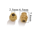 Golden stainless steel spacer bead with 2.5mm hole and vintage floral relief pattern - Floral Carving / Gold