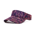 Close-up of vibrant tie-dye striped sun visor with breathable sweat-wicking fabric detail - M (56-58cm) / Purple