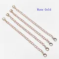 Set of four rose gold alloy necklace extension chains with double lobster clasps for DIY - Rose Gold