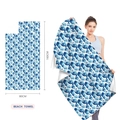 Microfiber beach towel with blue wave pattern and 160x80cm dimensions on white background - The Great Wave off Kanagawa (STJ202326) / 160x80cm