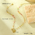 Ocean style gold chain necklace with colorful natural stones, starfish and shell charms - Gold Starfish Shell Colored Stone Necklace