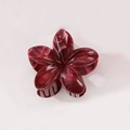 Burgundy frangipani hair claw clip with marble texture and large flower design - 胭脂红 [4cm Mini]