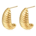 Eleganti orecchini a croissant placcati oro 18K con texture a righe da donna - Oro (D114)