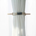 Nordic cotton rope curtain tieback with wooden pin in beige and grey finish - Beige