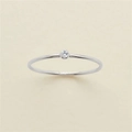 Minimalist silver bezel-set round sparkling gemstone ring with high polish finish - US 7 / Silver April Crystal