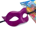 Classic purple semi-face masquerade mask with black ribbons for men party costume - Rose Red