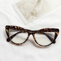 Retro tortoise shell cat eye glasses frame with transparent lenses for women - Yellow Leopard