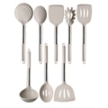 8-piece cream silicone cooking utensil set with durable stainless steel handles - Kitchenware Set