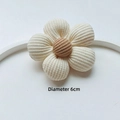 Detail of 6cm cream knitted 3D five-petal flower accessory with ribbed fabric texture - Original Version / 5-Petal Beige