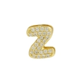 3D balloon letter Z pendant in 18k gold plated brass with shiny pave zircon stones - Letter Z / Gold