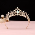 Detailed macro view of a Baroque gold crown with white diamonds and opal gemstones - No.1 KC Gold (AB Stone)