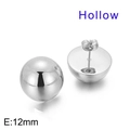Minimalist 12mm silver hollow stainless steel semi-sphere stud earrings for women - Silver 12mm (Hollow)