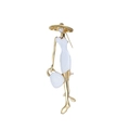Elegant gold-tone brooch featuring a lady with white dress and pearl detail - Lady in White (Gold Base)