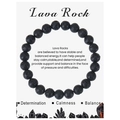Detailed close-up of 8mm black lava stone beads on a white card showing matte texture - Lava Rock Bracelet