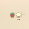 Christmas bell charm in red and green enamel with gold plating for jewelry DIY - 16# Red Bell without Pearl (1.5CM×1.7CM)