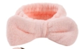 Fascia per capelli in pile corallo rosa con fiocco per lavaggio viso e trucco donna - Fascia con fiocco rosa a tesa larga (172#)